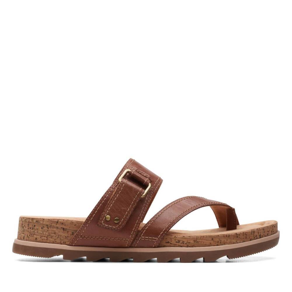 NEW CLARKS women's yacht beach sandal in tan leather
